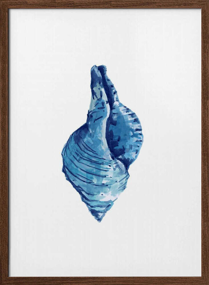 Blue Seashell On White Background No3 - Stretched Canvas, Poster or Fine Art Print - I Heart Wall Art - Poster Print, Canvas Print or Framed Art Print