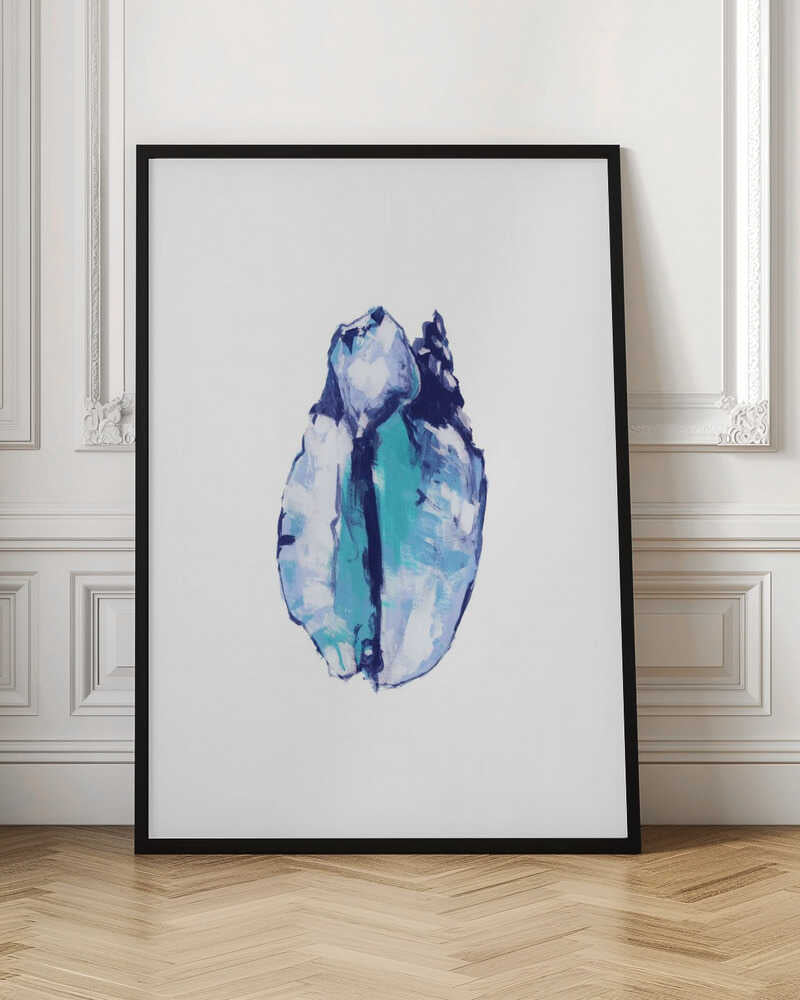 Blue Seashell On White Background No5 - Stretched Canvas, Poster or Fine Art Print - I Heart Wall Art - Poster Print, Canvas Print or Framed Art Print