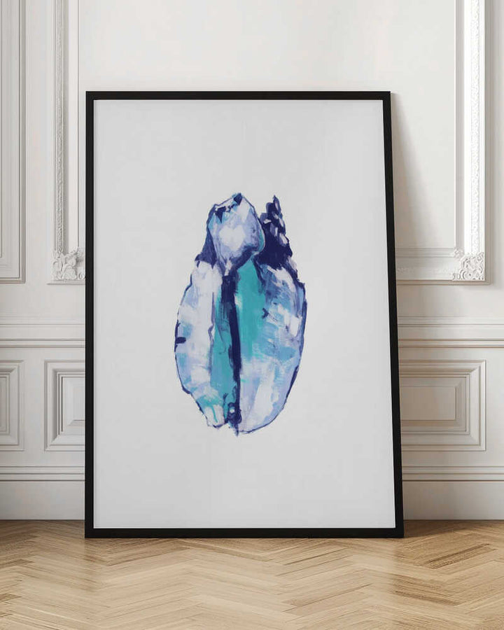 Blue Seashell On White Background No5 - Stretched Canvas, Poster or Fine Art Print - I Heart Wall Art - Poster Print, Canvas Print or Framed Art Print