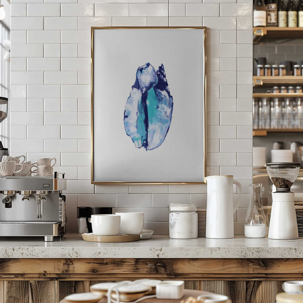 Blue Seashell On White Background No5 - Stretched Canvas, Poster or Fine Art Print - I Heart Wall Art - Poster Print, Canvas Print or Framed Art Print