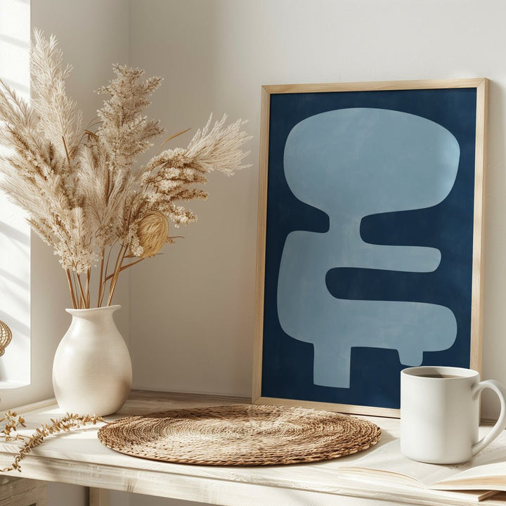 Blue Silhouette Form - Stretched Canvas, Poster or Fine Art Print - I Heart Wall Art - Poster Print, Canvas Print or Framed Art Print