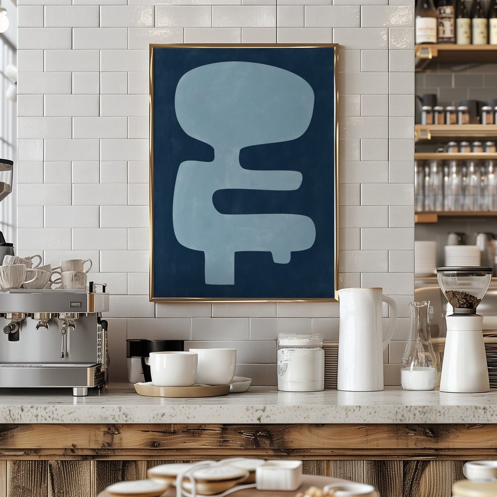 Blue Silhouette Form - Stretched Canvas, Poster or Fine Art Print - I Heart Wall Art - Poster Print, Canvas Print or Framed Art Print