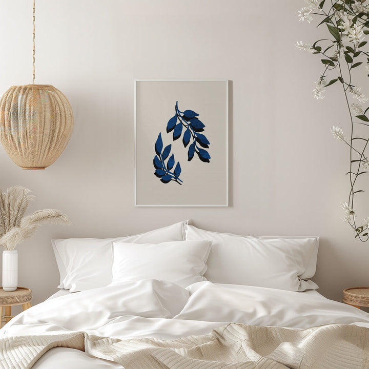 Blue Twig Brush - Stretched Canvas, Poster or Fine Art Print I Heart Wall Art