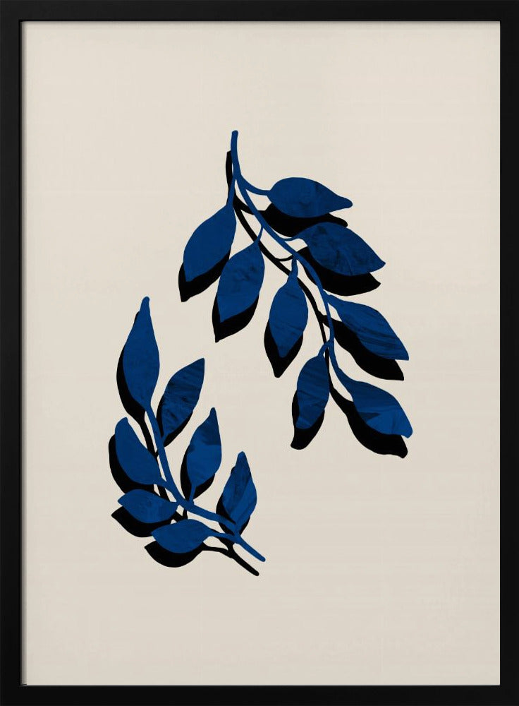 Blue Twig Brush - Stretched Canvas, Poster or Fine Art Print I Heart Wall Art