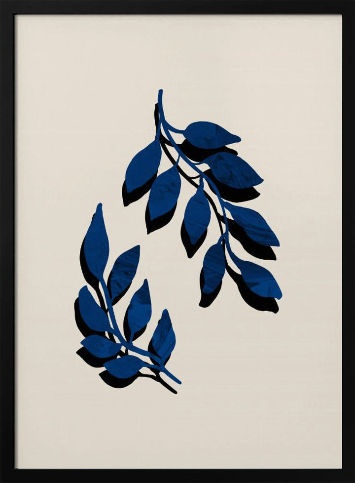 Blue Twig Brush - Stretched Canvas, Poster or Fine Art Print I Heart Wall Art