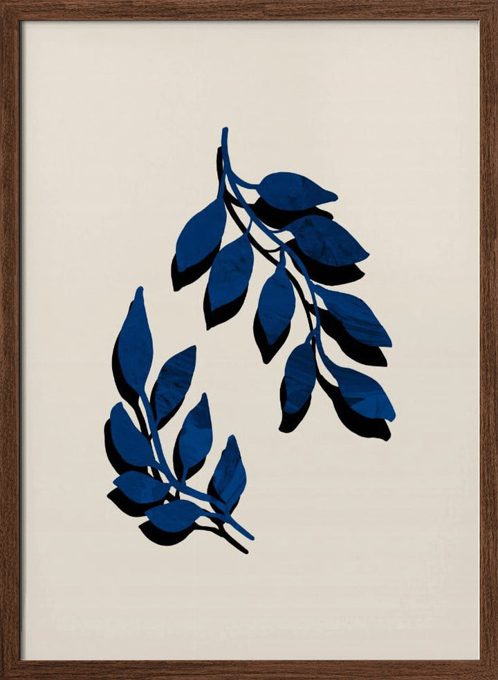 Blue Twig Brush - Stretched Canvas, Poster or Fine Art Print I Heart Wall Art