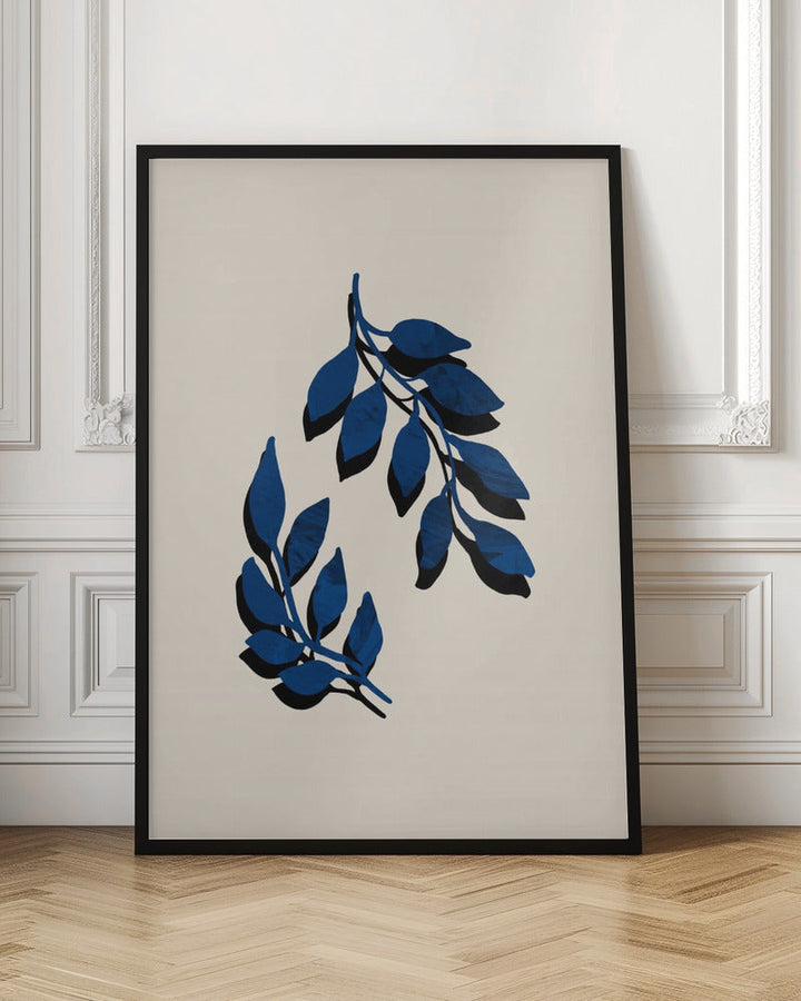 Blue Twig Brush - Stretched Canvas, Poster or Fine Art Print I Heart Wall Art