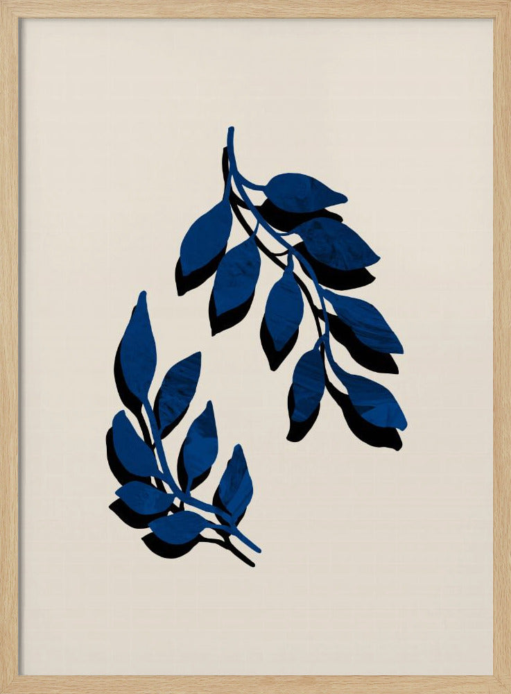 Blue Twig Brush - Stretched Canvas, Poster or Fine Art Print I Heart Wall Art
