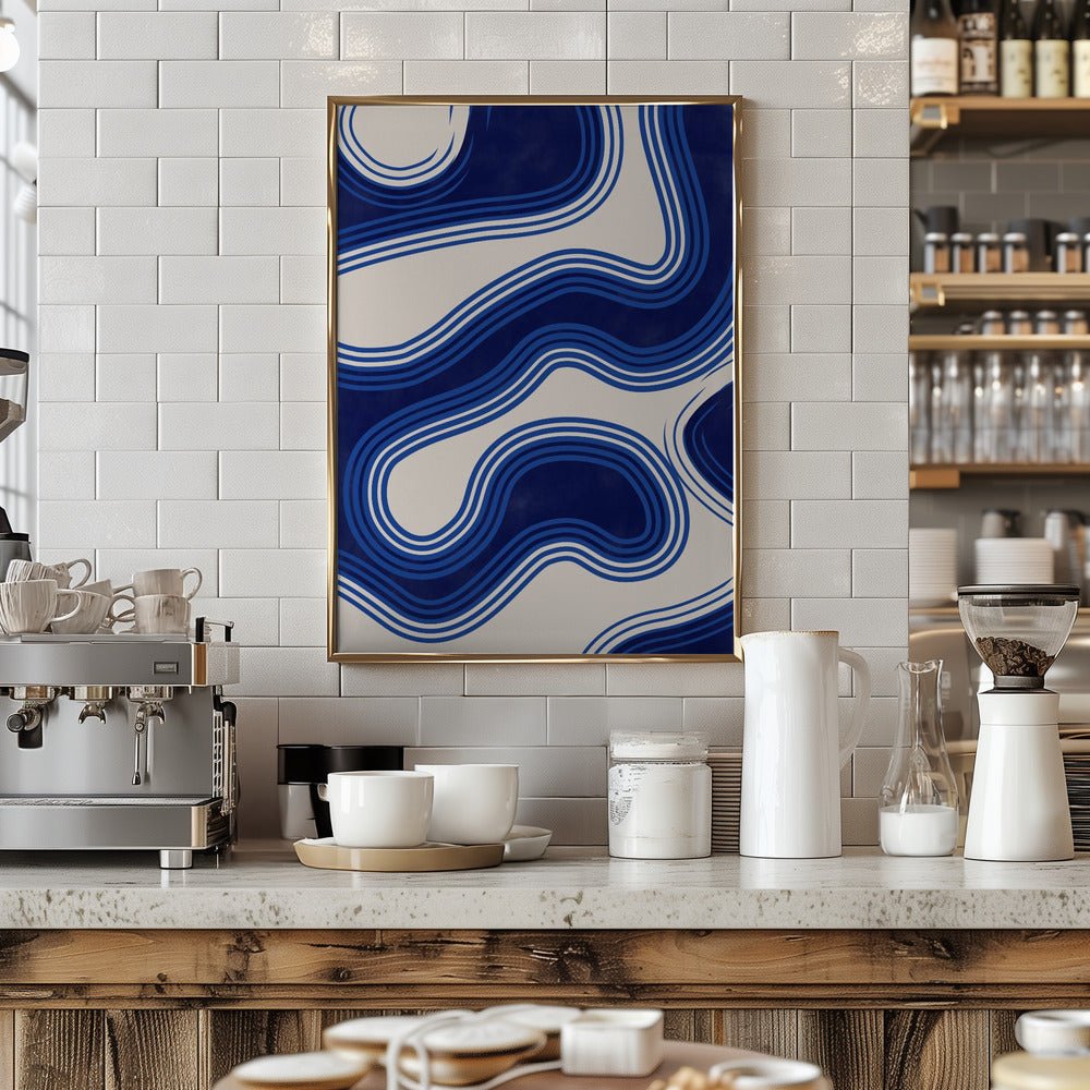 Blue Wave Patterns - Stretched Canvas, Poster or Fine Art Print - I Heart Wall Art - Poster Print, Canvas Print or Framed Art Print