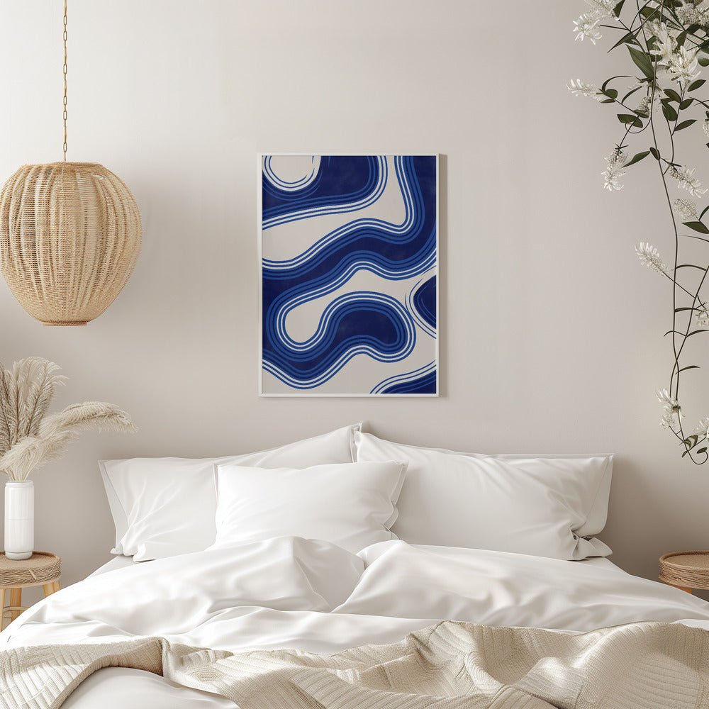 Blue Wave Patterns - Stretched Canvas, Poster or Fine Art Print - I Heart Wall Art - Poster Print, Canvas Print or Framed Art Print