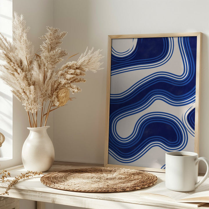 Blue Wave Patterns - Stretched Canvas, Poster or Fine Art Print - I Heart Wall Art - Poster Print, Canvas Print or Framed Art Print