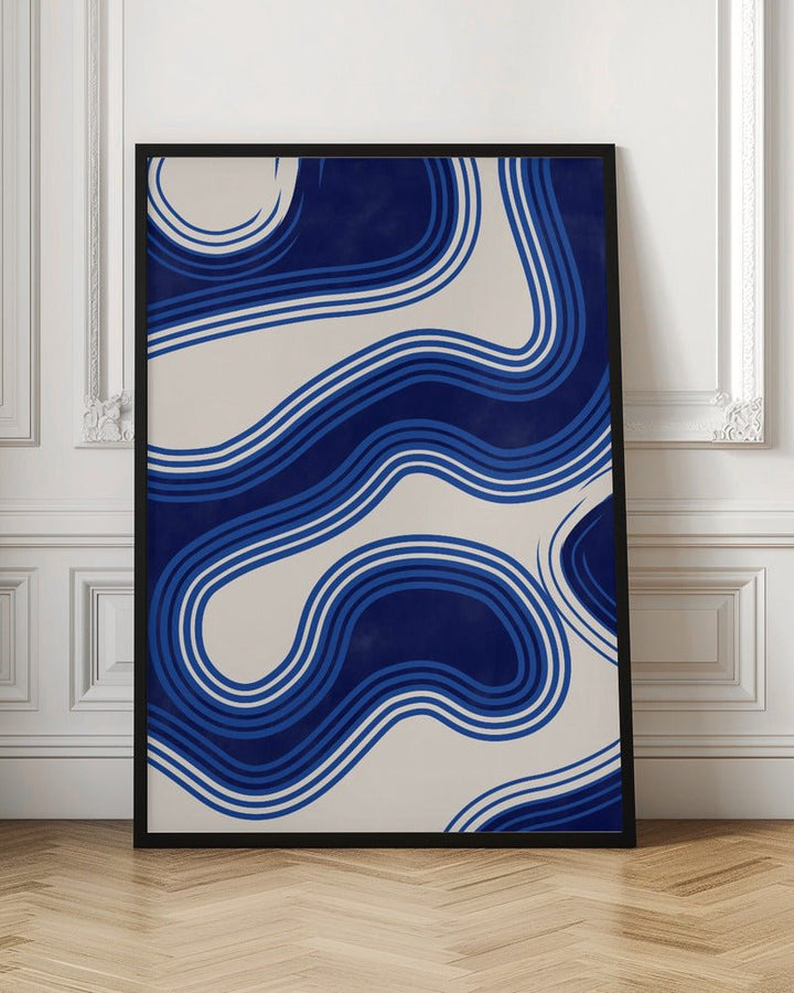 Blue Wave Patterns - Stretched Canvas, Poster or Fine Art Print - I Heart Wall Art - Poster Print, Canvas Print or Framed Art Print
