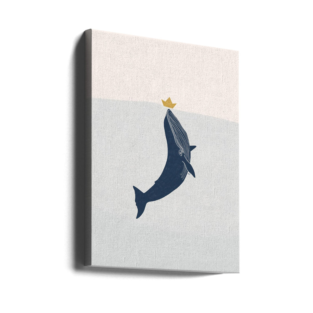 Blue Whale Sailing Boat - Stretched Canvas, Poster or Fine Art Print I Heart Wall Art