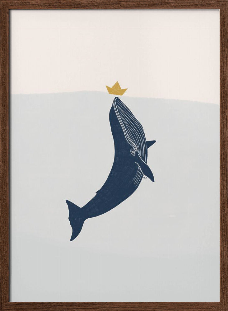 Blue Whale Sailing Boat - Stretched Canvas, Poster or Fine Art Print I Heart Wall Art