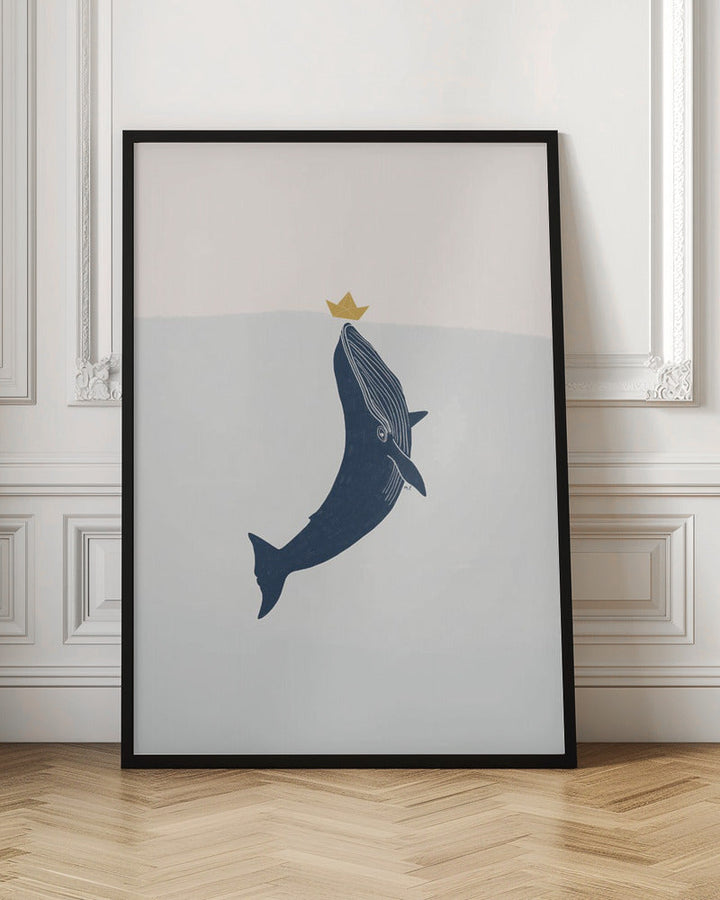 Blue Whale Sailing Boat - Stretched Canvas, Poster or Fine Art Print I Heart Wall Art