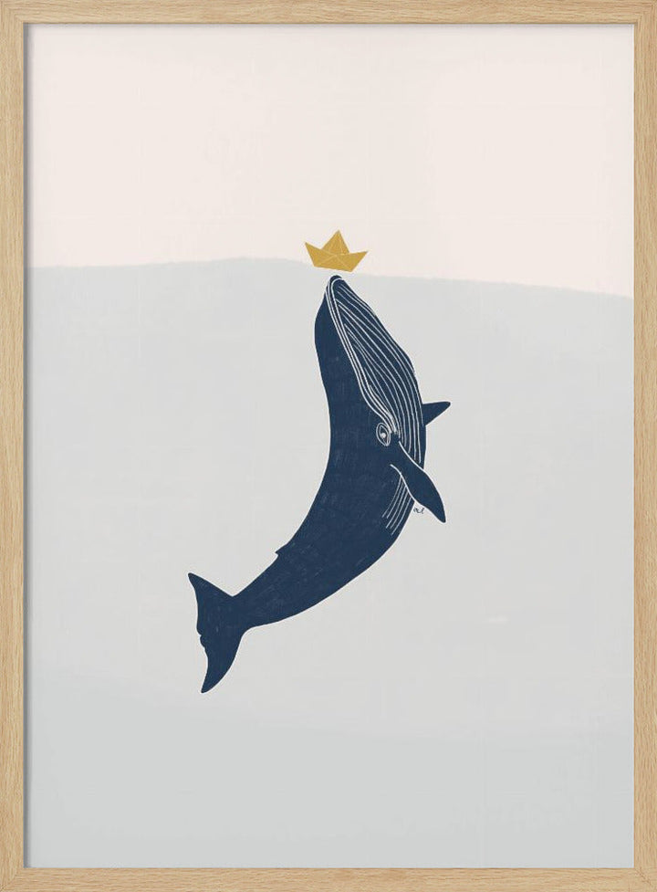 Blue Whale Sailing Boat - Stretched Canvas, Poster or Fine Art Print I Heart Wall Art