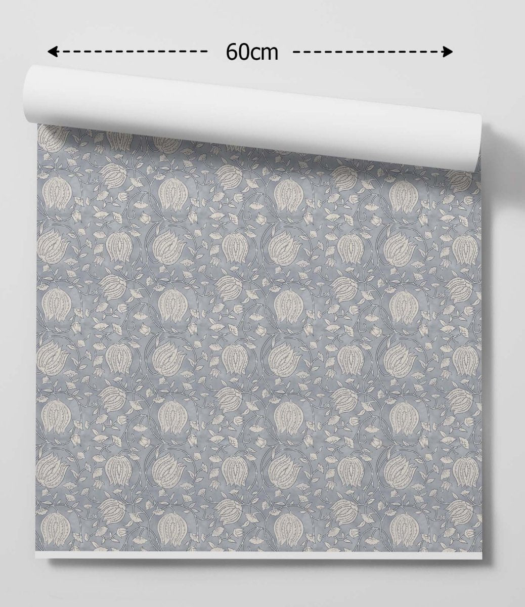 'Bluebell' - Blue Vintage Floral Removable Wallpaper - I Heart Wall Art - Poster Print, Canvas Print or Framed Art Print