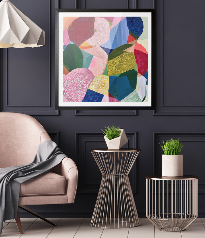 Blush Gardenia by IHeartStudio - Colourful Geometric Canvas Print
