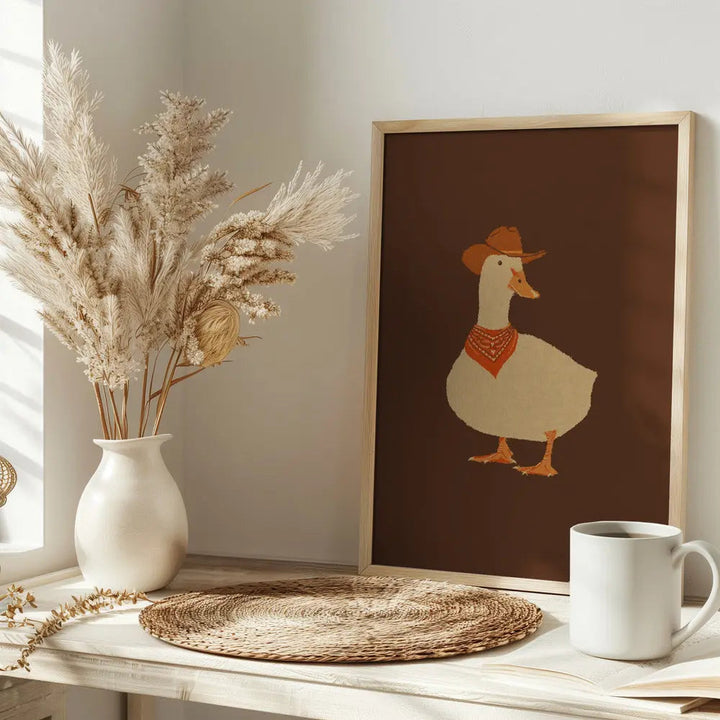 Bo the Cowboy Duck - Stretched Canvas, Poster or Fine Art Print I Heart Wall Art