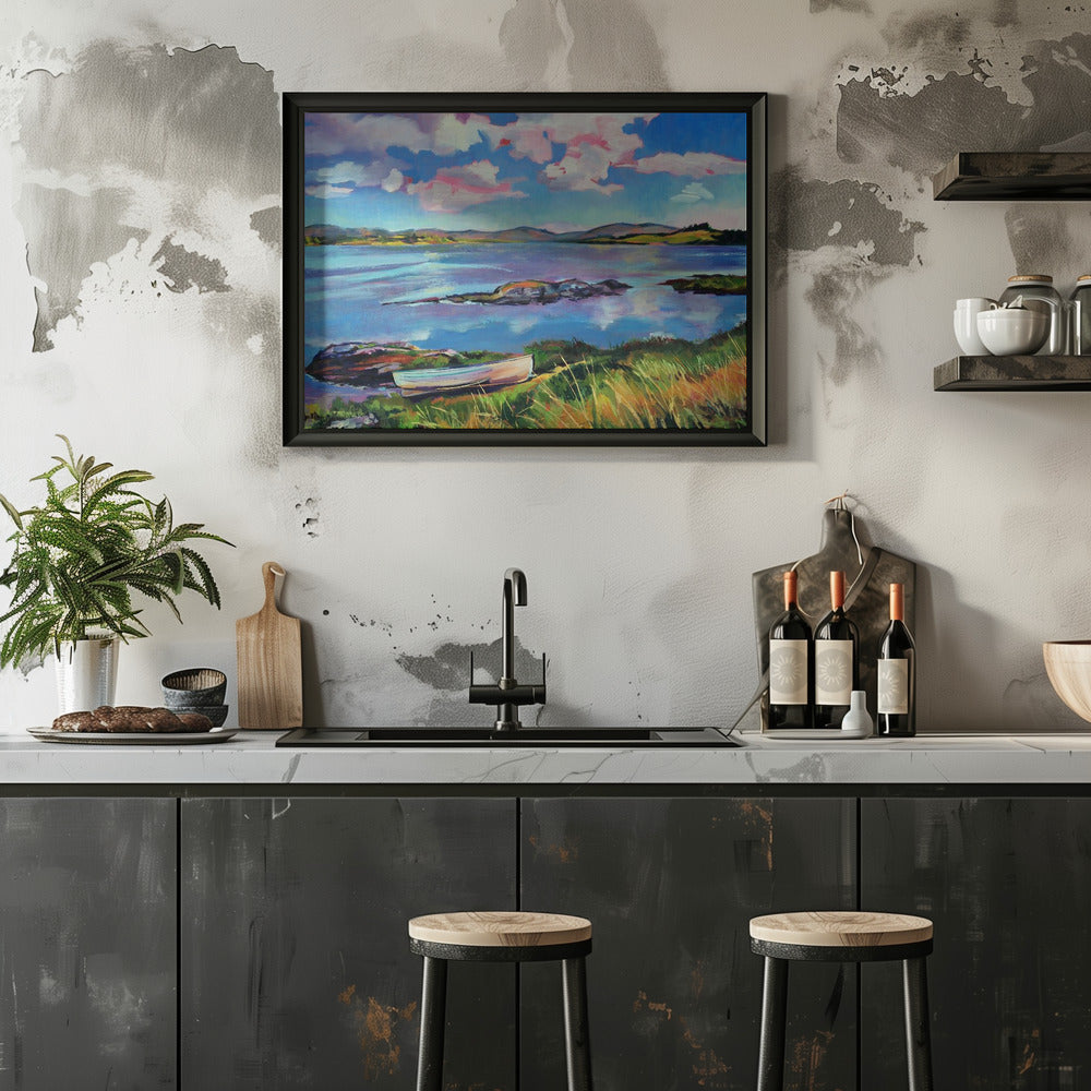 Boat On the Lake - Stretched Canvas, Poster or Fine Art Print I Heart Wall Art