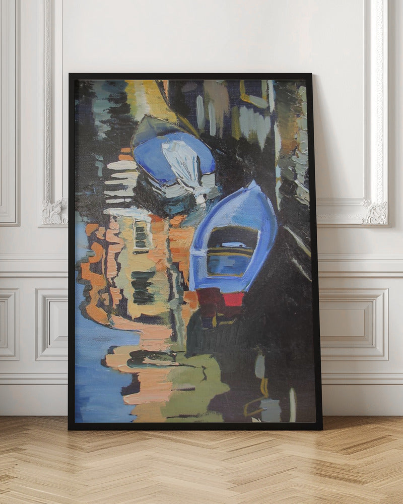 Boats On the Canal - Stretched Canvas, Poster or Fine Art Print I Heart Wall Art
