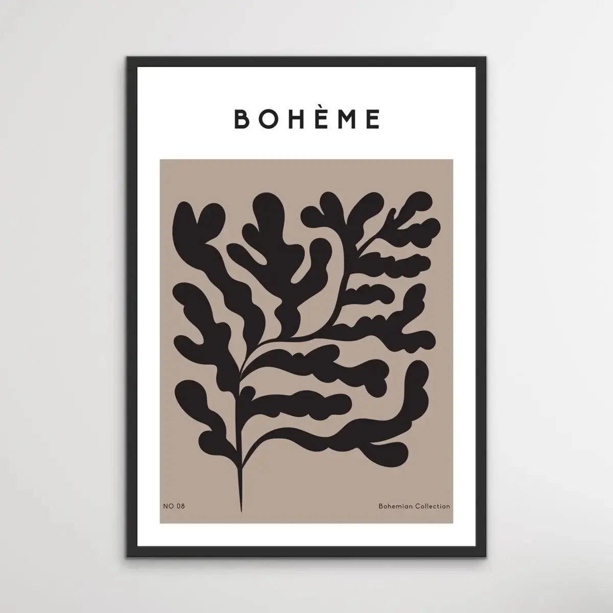Boheme Number 8 - Minimalist Black and White Leaves Classic Art Print - I Heart Wall Art - Poster Print, Canvas Print or Framed Art Print