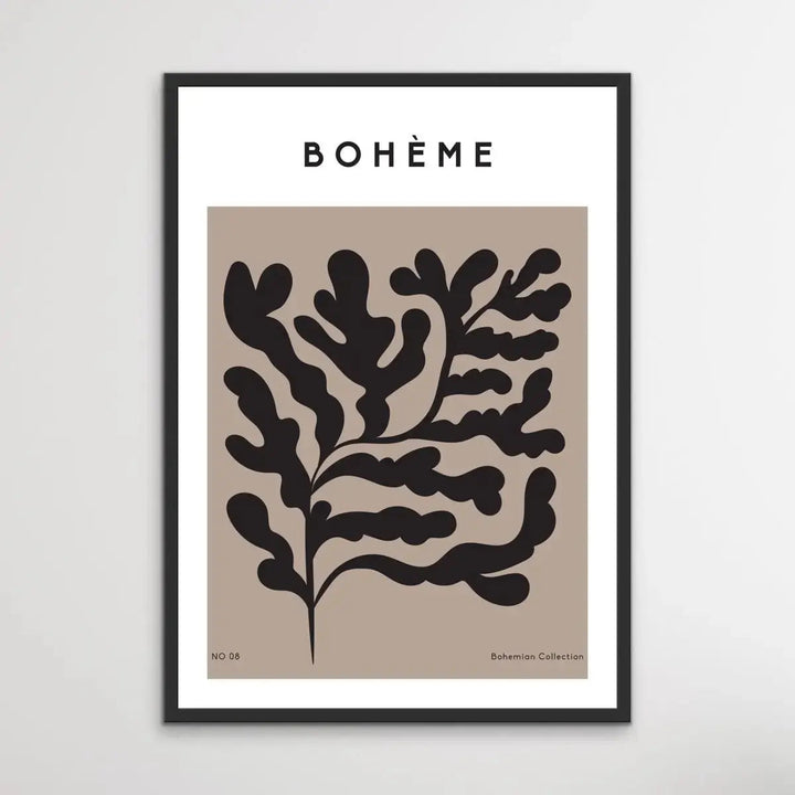 Boheme Number 8 - Minimalist Black and White Leaves Classic Art Print - I Heart Wall Art - Poster Print, Canvas Print or Framed Art Print