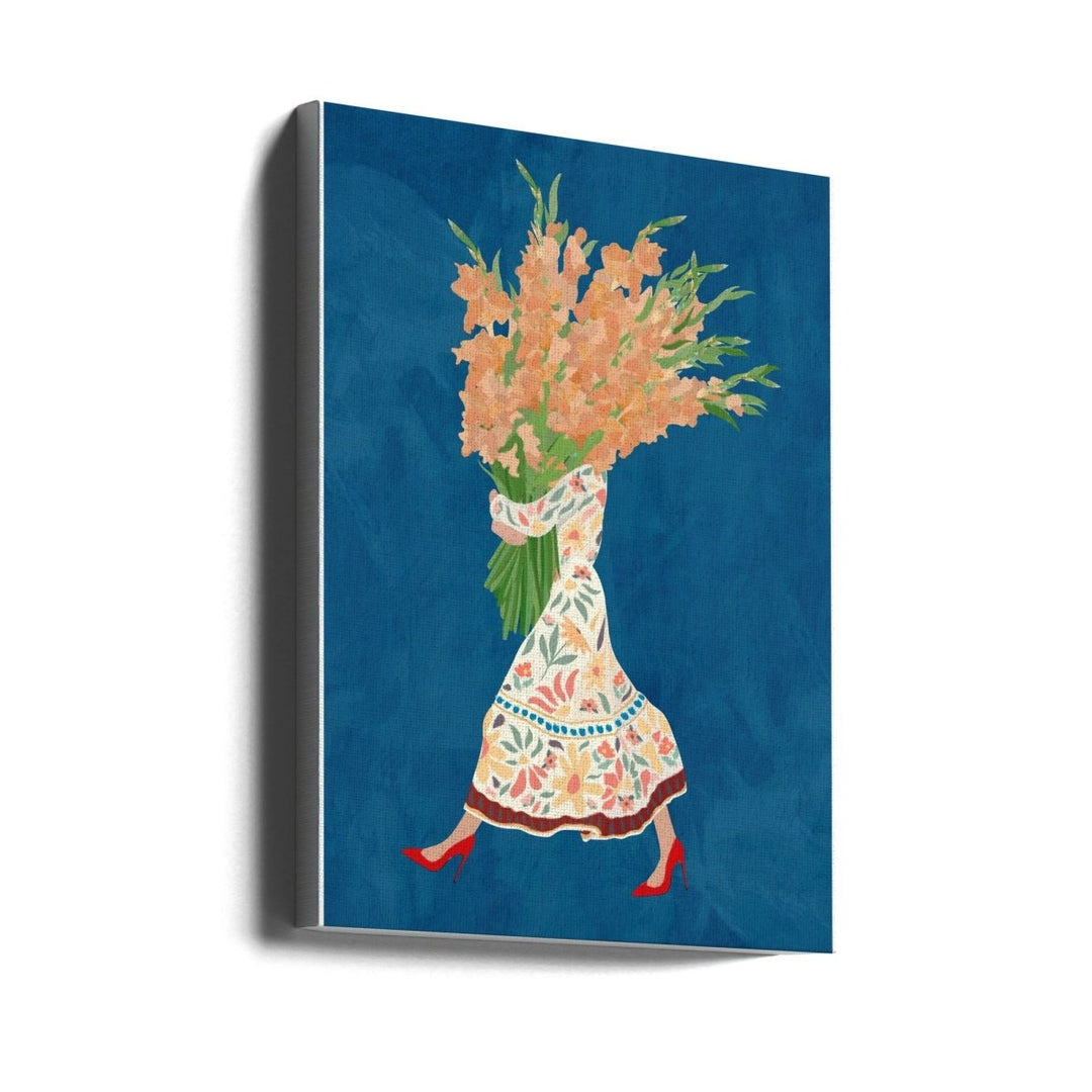 Boho Floral Dress Blue - Stretched Canvas, Poster or Fine Art Print - I Heart Wall Art - Poster Print, Canvas Print or Framed Art Print