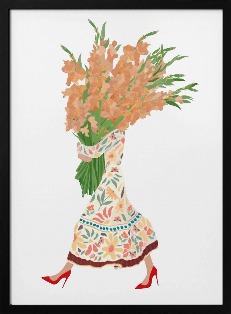 Boho Floral Dress white - Stretched Canvas, Poster or Fine Art Print - I Heart Wall Art - Poster Print, Canvas Print or Framed Art Print