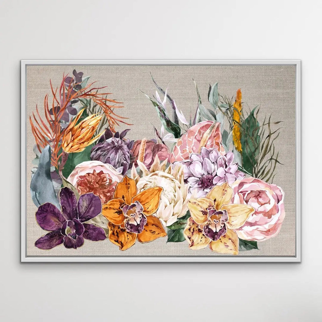 Boho Garden - Contemporary Canvas or Art Print With Boho Flowers - I Heart Wall Art - Poster Print, Canvas Print or Framed Art Print