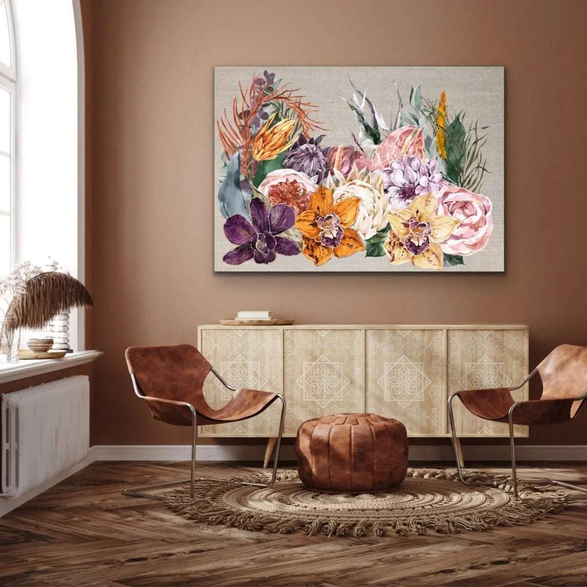 Boho Garden - Contemporary Canvas or Art Print With Boho Flowers - I Heart Wall Art - Poster Print, Canvas Print or Framed Art Print