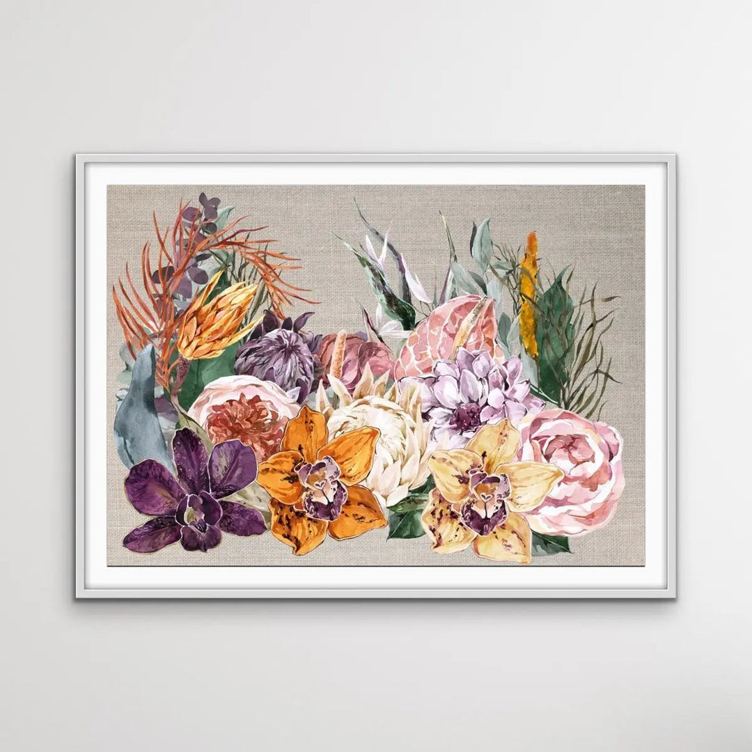 Boho Garden - Contemporary Canvas or Art Print With Boho Flowers - I Heart Wall Art - Poster Print, Canvas Print or Framed Art Print