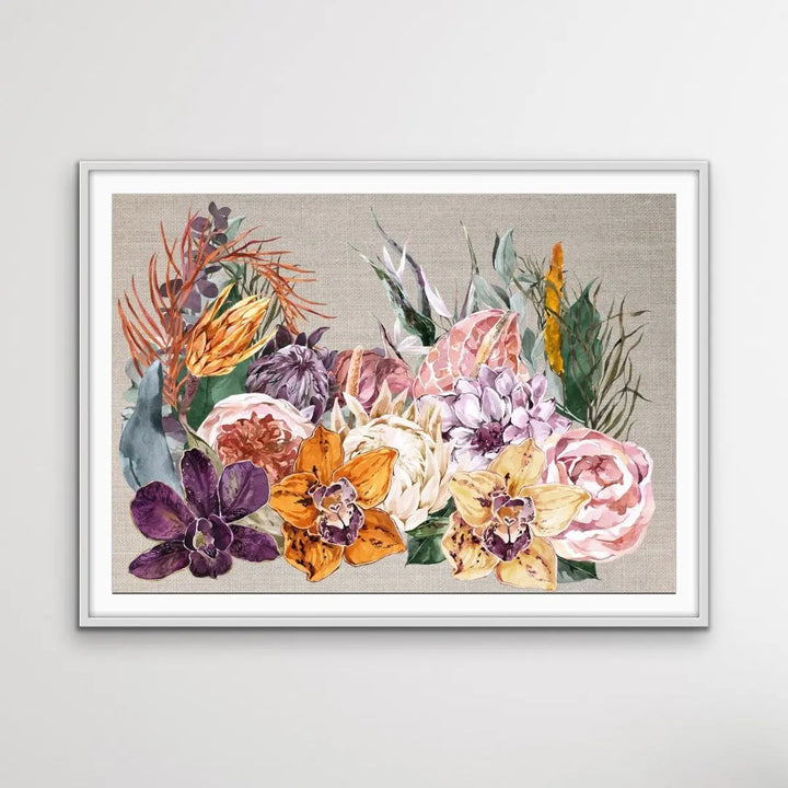 Boho Garden - Contemporary Canvas or Art Print With Boho Flowers - I Heart Wall Art - Poster Print, Canvas Print or Framed Art Print