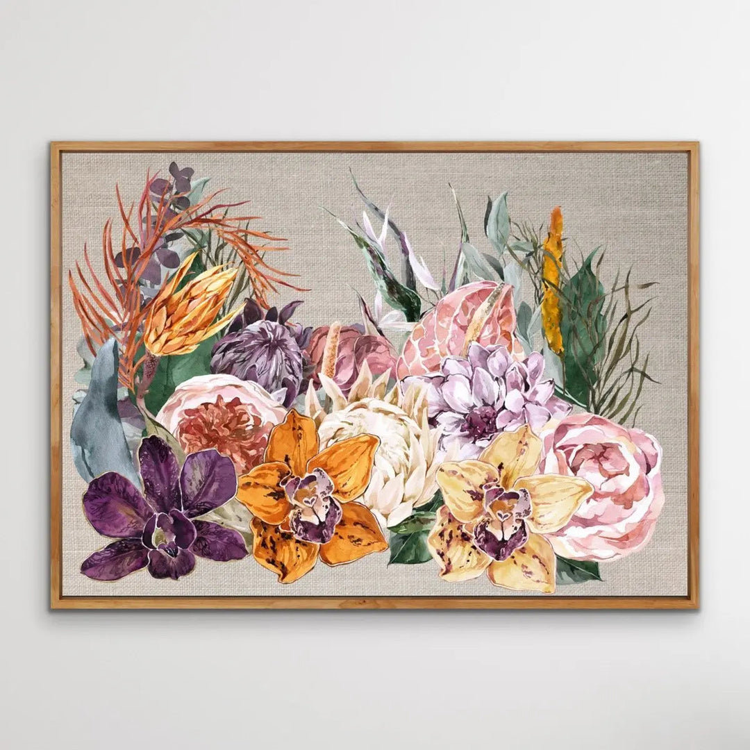 Boho Garden - Contemporary Canvas or Art Print With Boho Flowers - I Heart Wall Art - Poster Print, Canvas Print or Framed Art Print