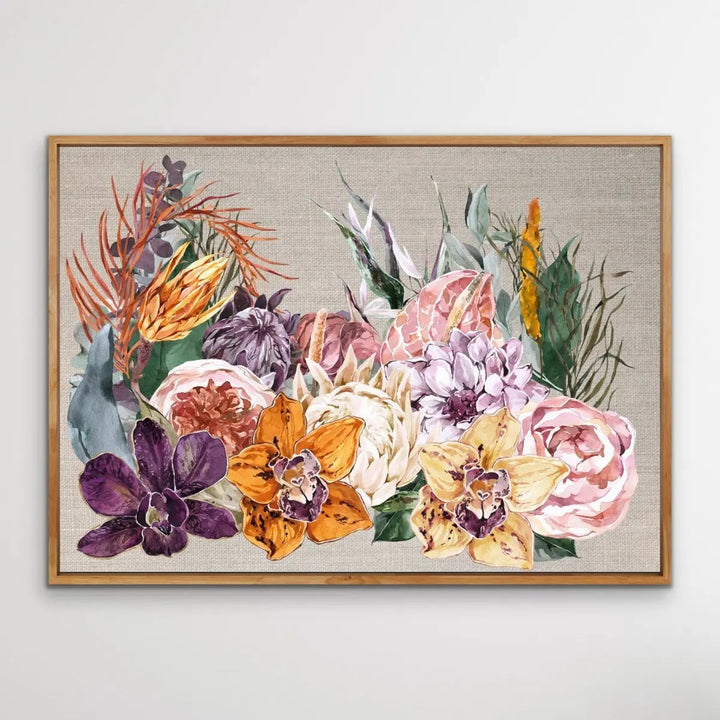 Boho Garden - Contemporary Canvas or Art Print With Boho Flowers - I Heart Wall Art - Poster Print, Canvas Print or Framed Art Print
