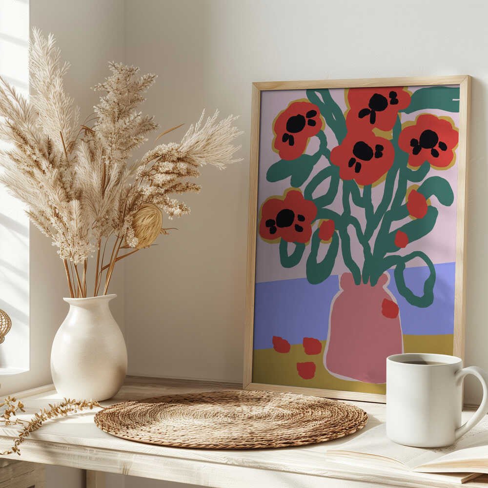 Bold Blooms Vase - Stretched Canvas, Poster or Fine Art Print - I Heart Wall Art - Poster Print, Canvas Print or Framed Art Print