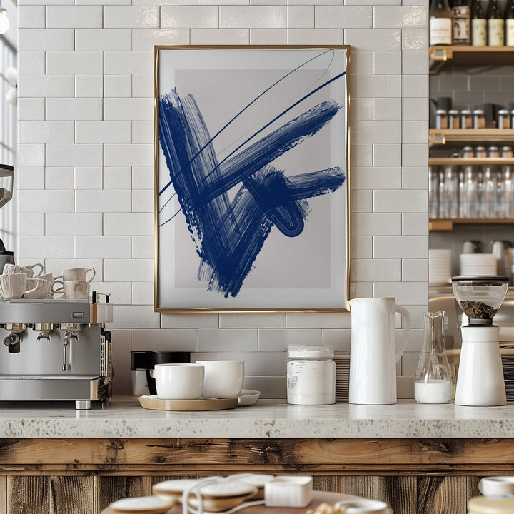 Bold Blue Brushstrokes - Stretched Canvas, Poster or Fine Art Print - I Heart Wall Art - Poster Print, Canvas Print or Framed Art Print