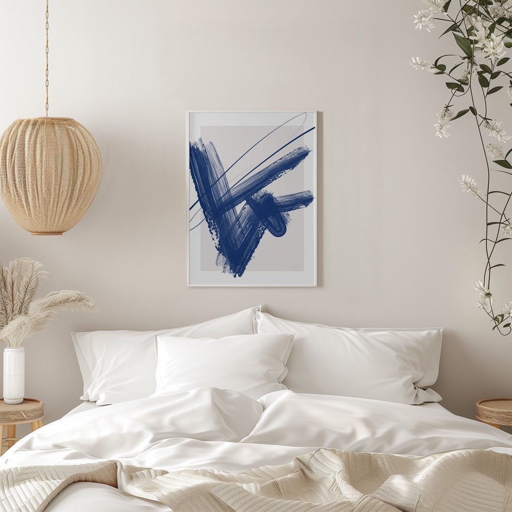Bold Blue Brushstrokes - Stretched Canvas, Poster or Fine Art Print - I Heart Wall Art - Poster Print, Canvas Print or Framed Art Print
