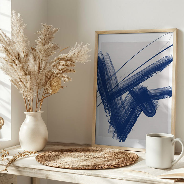 Bold Blue Brushstrokes - Stretched Canvas, Poster or Fine Art Print - I Heart Wall Art - Poster Print, Canvas Print or Framed Art Print
