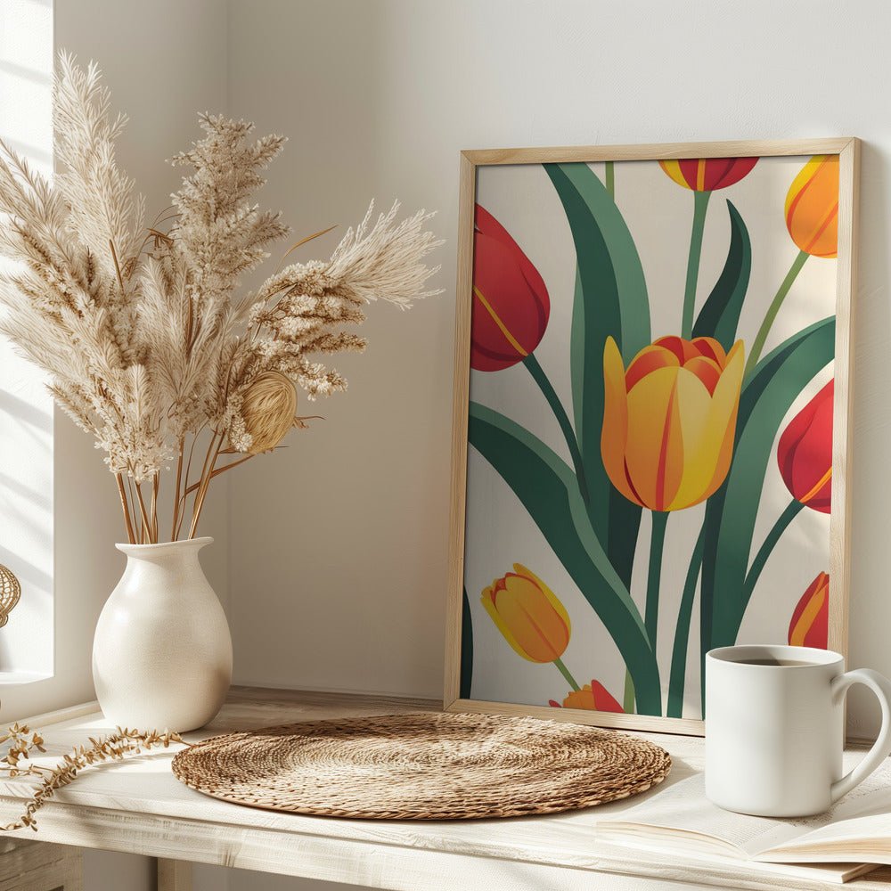 Bold Tulip Illustration - Stretched Canvas, Poster or Fine Art Print - I Heart Wall Art - Poster Print, Canvas Print or Framed Art Print