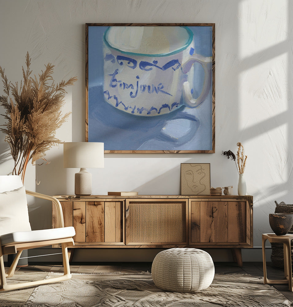 Bon Jour - Square Stretched Canvas, Poster or Fine Art Print I Heart Wall Art