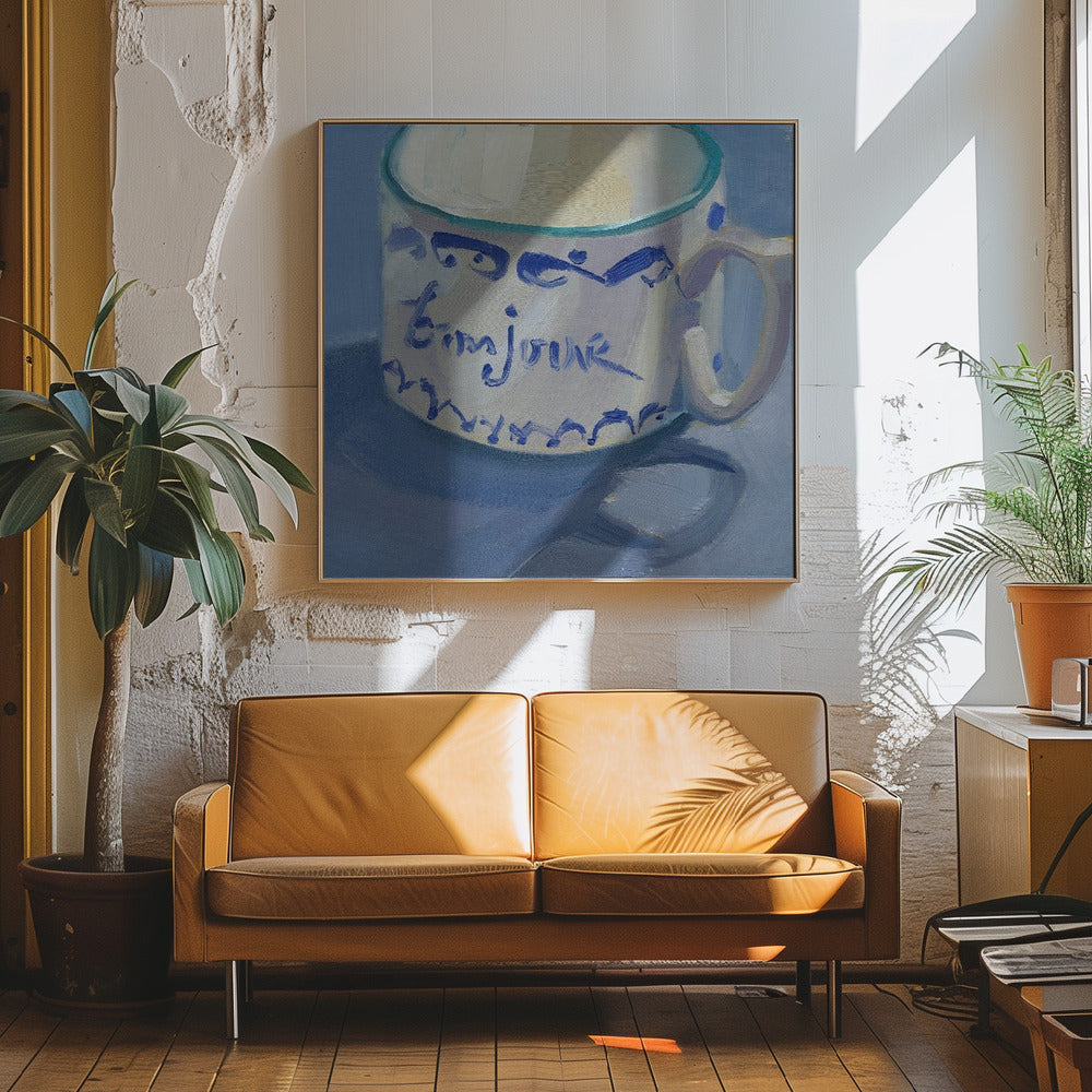 Bon Jour - Square Stretched Canvas, Poster or Fine Art Print I Heart Wall Art