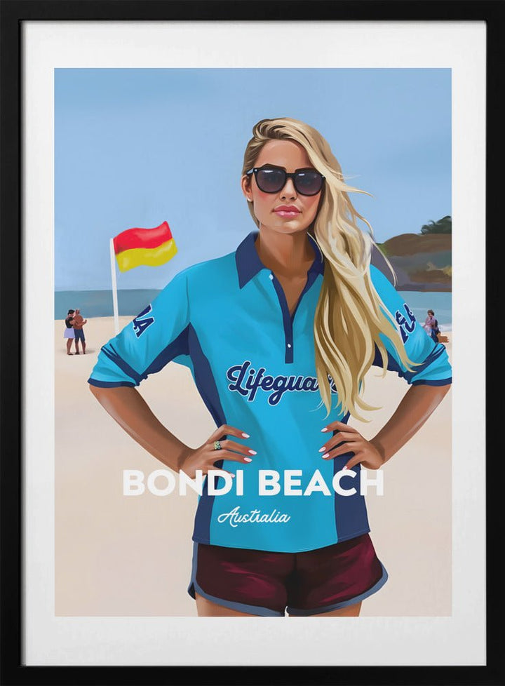 Bondi Beach Lifeguard - Vintage Travel Print on Paper Or Canvas - I Heart Wall Art - Poster Print, Canvas Print or Framed Art Print