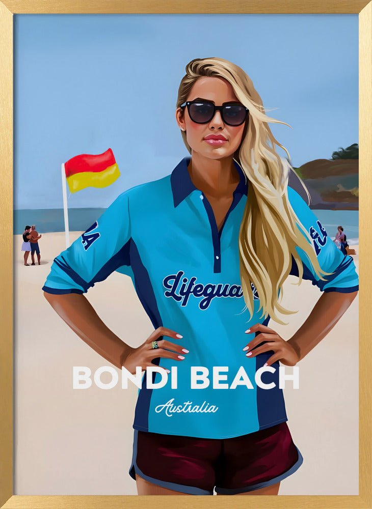 Bondi Beach Lifeguard - Vintage Travel Print on Paper Or Canvas - I Heart Wall Art - Poster Print, Canvas Print or Framed Art Print