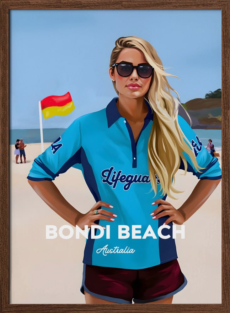 Bondi Beach Lifeguard - Vintage Travel Print on Paper Or Canvas - I Heart Wall Art - Poster Print, Canvas Print or Framed Art Print