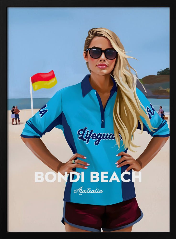 Bondi Beach Lifeguard - Vintage Travel Print on Paper Or Canvas - I Heart Wall Art - Poster Print, Canvas Print or Framed Art Print