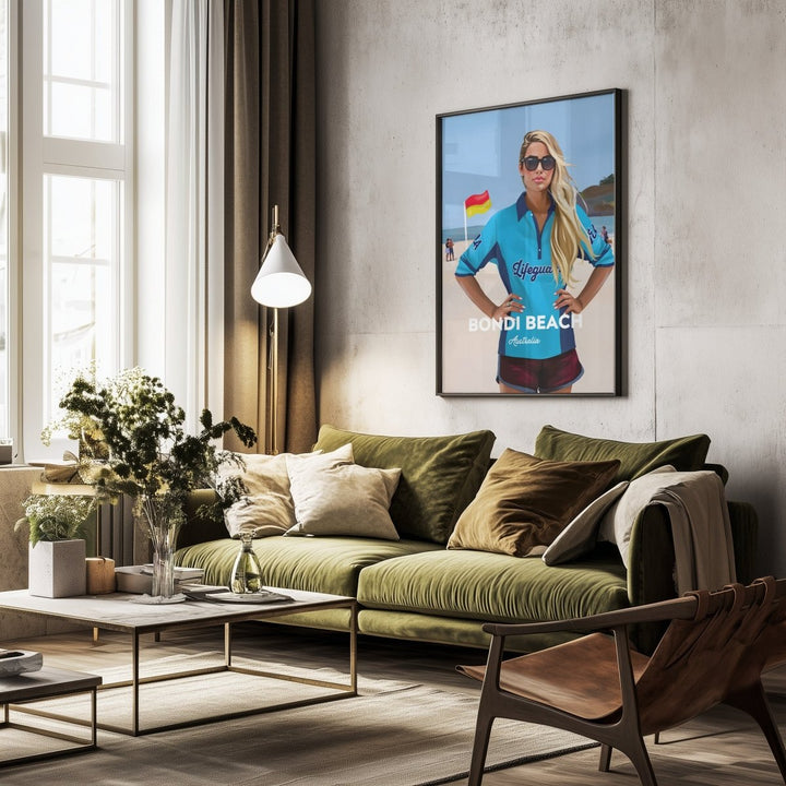 Bondi Beach Lifeguard - Vintage Travel Print on Paper Or Canvas - I Heart Wall Art - Poster Print, Canvas Print or Framed Art Print