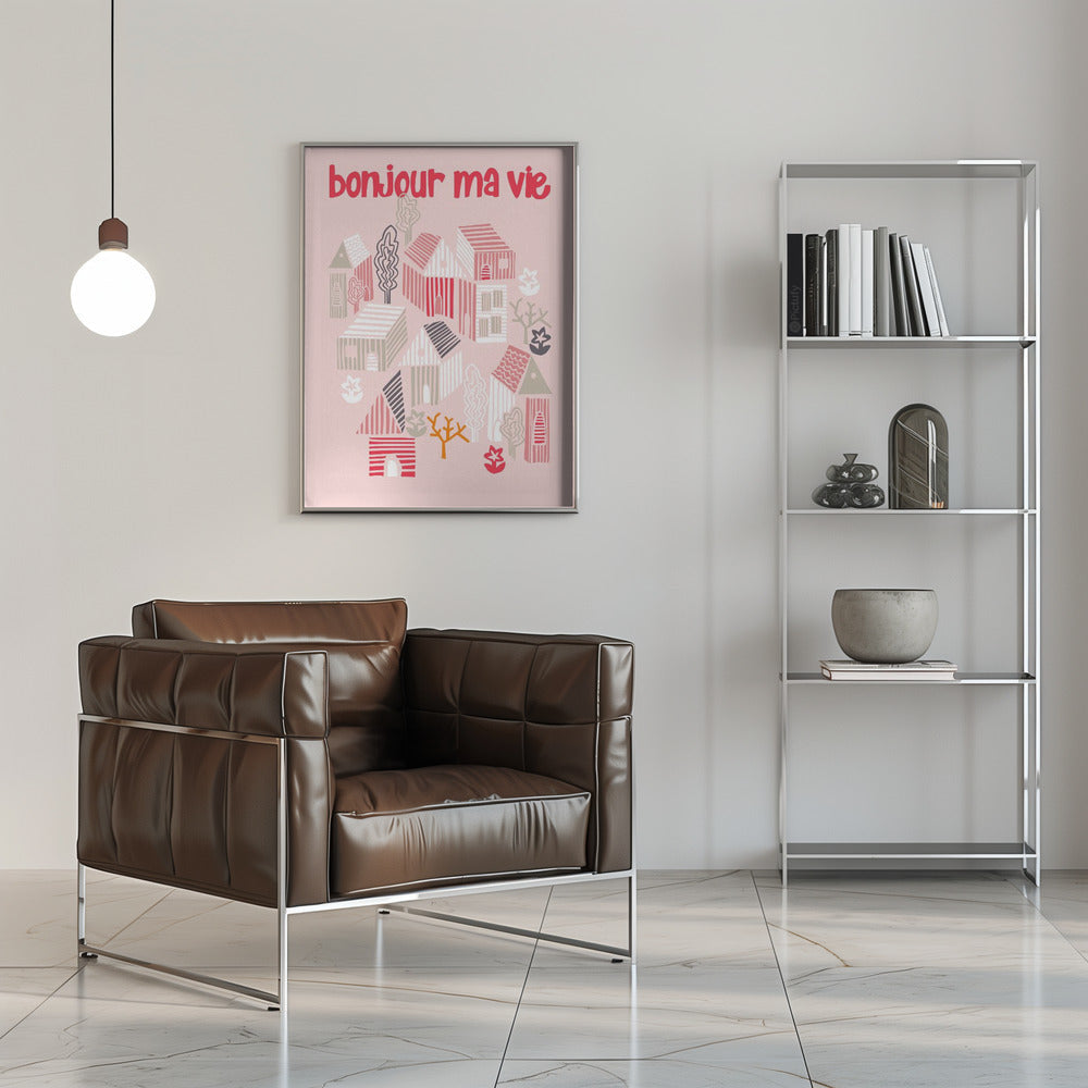 bonjour ma vie; City life collection pearl pink - Stretched Canvas, Poster or Fine Art Print I Heart Wall Art