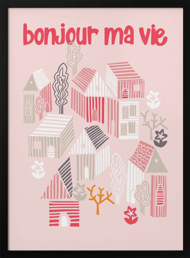 bonjour ma vie; City life collection pearl pink - Stretched Canvas, Poster or Fine Art Print I Heart Wall Art