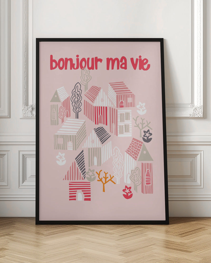 bonjour ma vie; City life collection pearl pink - Stretched Canvas, Poster or Fine Art Print I Heart Wall Art